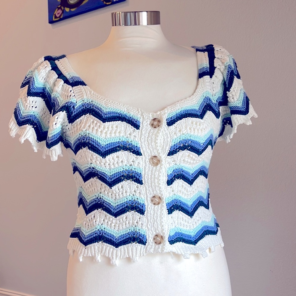 NWT Entro, The Cutie Crop Sweater, Blue